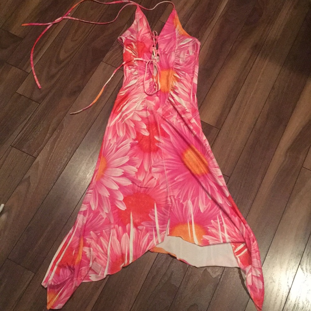ARIELLA Cut Out Front Open Back Halter Dress
